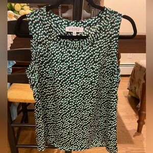 Kasper multi polka dot sleeveless shell green/black/white size Small